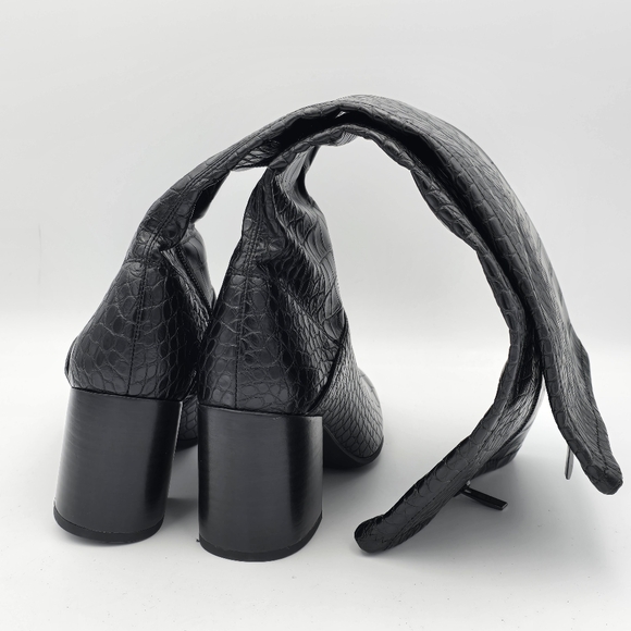 6W Franco Sarto Women's Tribute Knee High Boots, Black Crocco Faux Leather - Picture 7 of 16